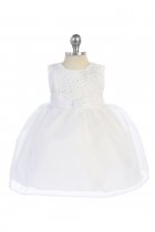 White Infant Classic Organza Dress with Brilliant Sparkles
