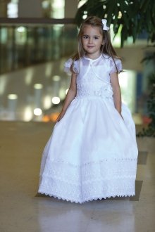 White Lace and Organza Communion Dress MDR307-WH