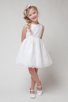 White Lace Flower Girl Dress with Sash
