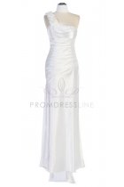 White One Shoulder Floral Strap Bridesmaid Dress
