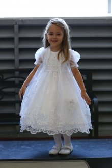White Organza Overlay Dress MDR330-WH