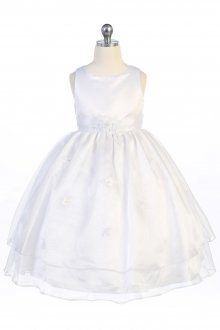 White Overlaid Organza Flower Girl Dress