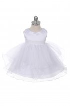 White Satin and Organza Layered Infant Dress