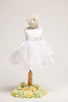 White Satin Bodice with Organza Overlayed Toddler Dress