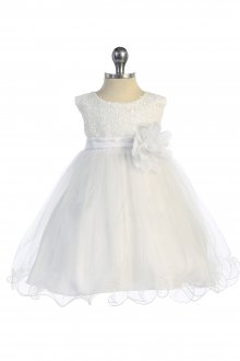 White Sequin Tulle Infant Flower Girl Dress