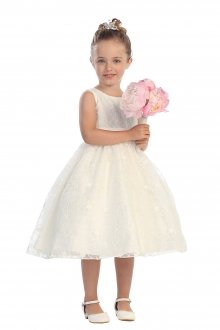 White Sleeveless Embroidered Taffeta Dress