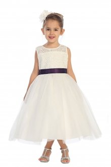 White Sleeveless Lace Bodice Tulle Skirt