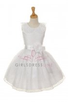 White Sleeveless Lace Flower Girl Dress