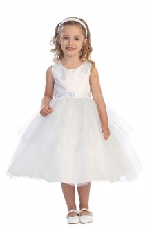 White Sleeveless Taffeta Tulle Sparkle Dress