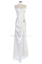 White Strapless Sweetheart Pleated Bodice Full Length Bridesmaid Dress