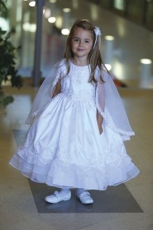 White Taffeta with Organza Ruffles Dress MDR338-WH White Taffeta with Organza Ruffles Dress MDR338-WH