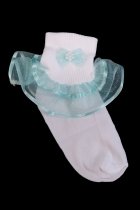 White/Aqua Blue Ruffled Organza Socks