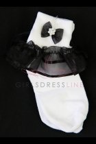 White/Black Ruffled Organza Socks
