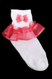White/Coral Blue Ruffled Organza Socks