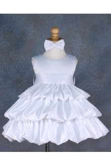 White/White 3 Tier Bubble Infant Flower Girl Dress