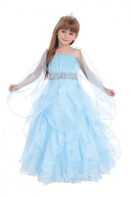 Baby Blue Organza Ruffled Skirt Flower Girl Dress Baby Blue Organza Ruffled Skirt Flower Girl Dress
