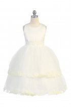 All Ivory Double Layer Petal Flower Girl Dress