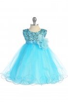 Aqua Sequin Tulle Infant Flower Girl Dress