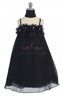 Black Chiffon Sleeveless Flower Girl Dress