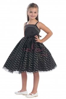 Black Satin Bodice Tulle Skirt Dress with Sparkles