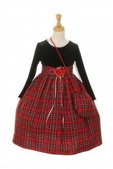 Black Velvet Red Checker Skirt Holiday Dress