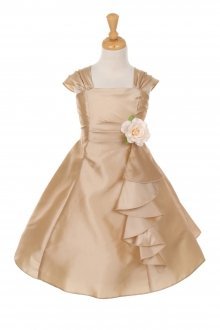 Champagne Elegant Ruffle Taffeta Flower Girl Dress
