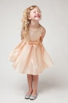 Champagne Two Tone Shimmer Taffeta Flower Girl Dress with Sparkles