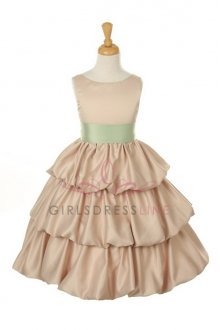 Champagne/Mint 3 Layer Bubble Flower Girl Dress