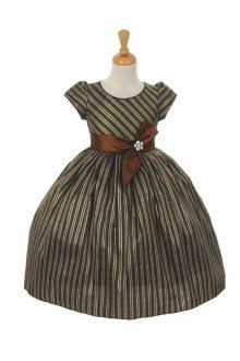 Green Elegant Dupioni Checked Cap Sleeve Flower Girl Dress