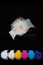 Head Band with Organza Flower & Rhinestones