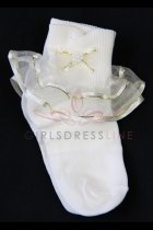 Ivory/Gold Ruffled Organza Socks