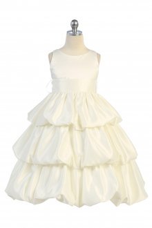 Ivory/Ivory 3 Tier Bubble Flower Girl Dress