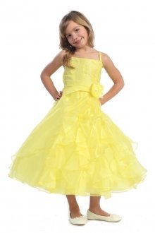 Jeweled Bodice Ruffle Layered Organza Flower Girl Dress
