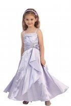 Lilac Brillinat Satin Ruffle Detail A-line Jr. Bridesmaid Dress with Sparkles