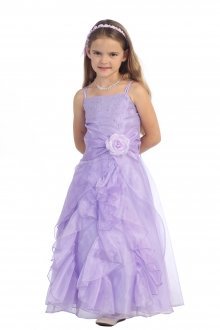Lilac Jeweled Bodice Ruffle Layered Organza Flower Girl Dress