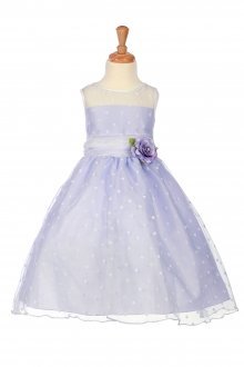 Lilac Organza Polkadot Flower Girl Dress