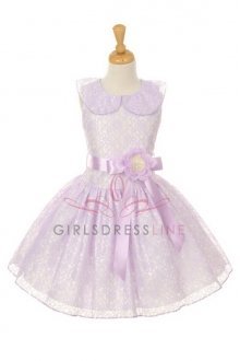 Lilac Sleeveless Lace Flower Girl Dress