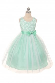 Mint Flower Pattern Top Tulle skirt Flower Girl Dress