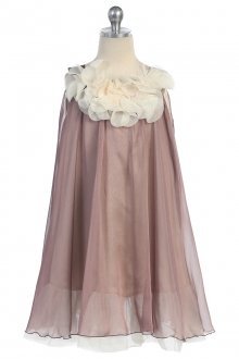 Mocha Chiffon Short Flower Girl Dress