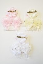 Paired Small Hair Clips with 3 Rhinestone Accents