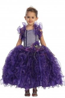 Purple Taffeta Ruffle Organza Dress with Matching Shrug