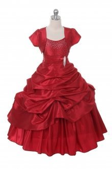Red Extravagent Taffeta Pick-Up Dress with Marching Bolero Jacket