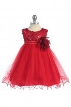 Red Sequin Tulle Infant Flower Girl Dress