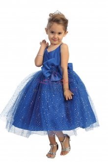 Royal Blue Ballerina Flocked Sparkle Skirt Dress