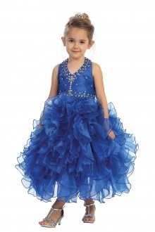 Royal Blue Gorgeous Halter Pageant and Princess Ball Gown Dress