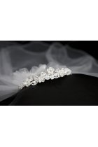 Satin Flower Rhinestone Crown With V