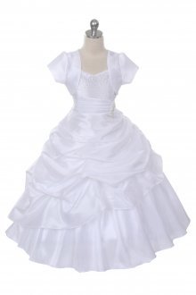 White Extravagent Taffeta Pick-Up Dress with Marching Bolero Jacket