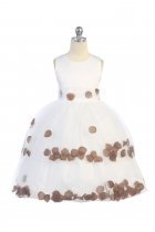 White/Brown Double Layer Petal Flower Girl Dress
