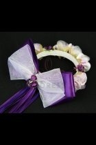 White/Eggplant Hair Bun Wrap