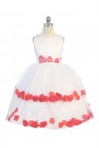 White/Red Double Layer Petal Flower Girl Dress